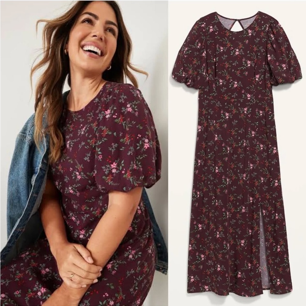 Old Navy plum Floral Midi Dress